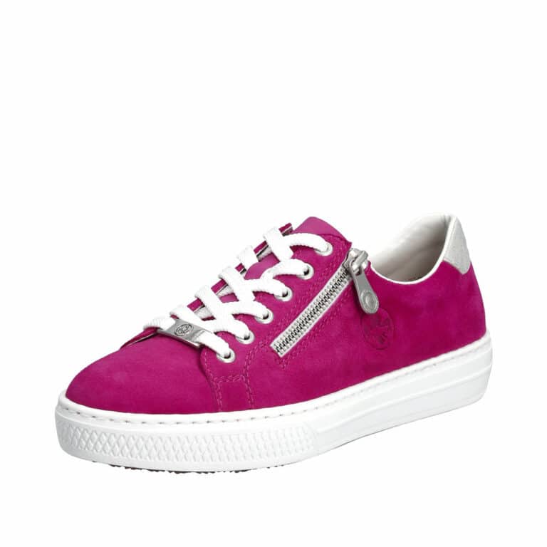 Rieker sneakers til dame i lyserød skind med Memosoft