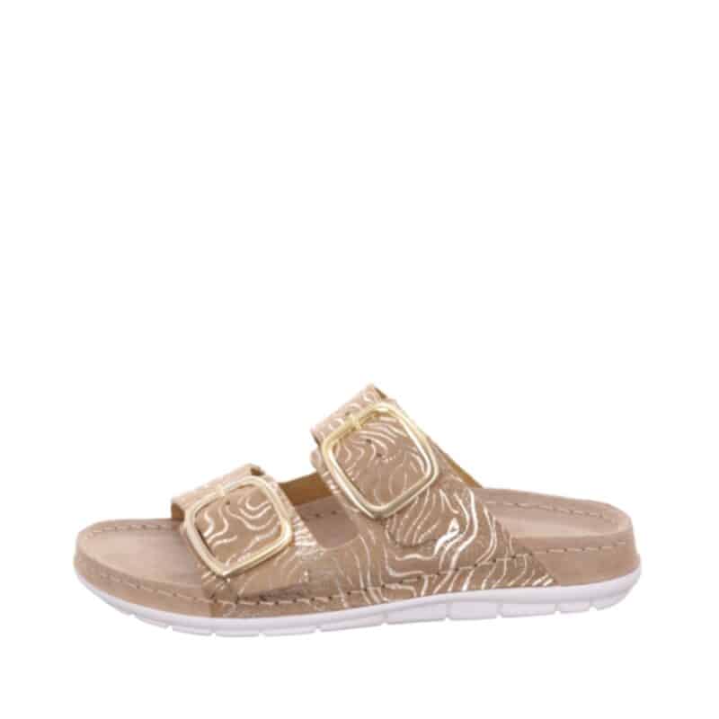 Rohde sandal dame i beige med gulddetaljer