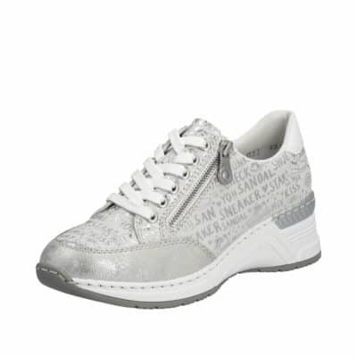 Rieker sneakers til dame i hvid med sølv detaljerm dertil Antistress såler.
