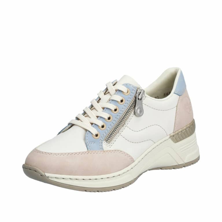 Rieker sneakers til dame i hvid med farvede detaljer. Antistress stødabsorberende såler og lynlås.