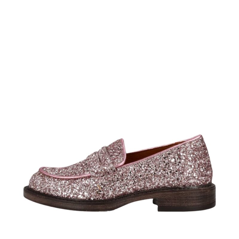 Shoedesign Copenhagen Loretta G loafers dame i rosa glimmer med flotte detaljer