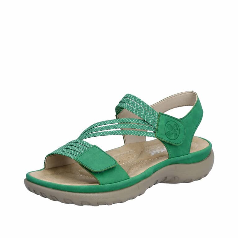 Rieker sandal til dame i grøn med velcrolukning