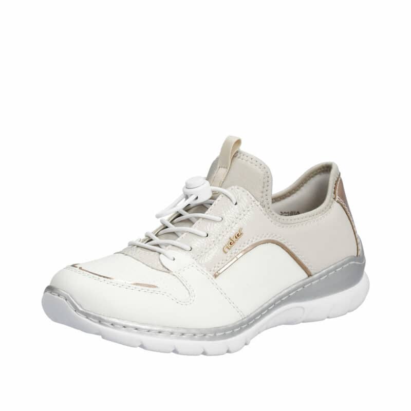 Rieker sneakers til dame i beige med flotte detaljer samt Memosoft sål indvendigt. Model: L3294-80.