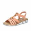 Rieker sandal til dame i orange/peach med flotte detaljer