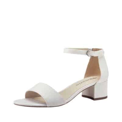Tamaris højhælede sandaler til dame i hvid med glimmer effekt