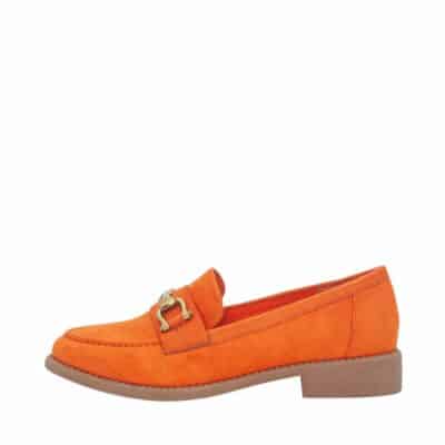 Duffy Francica Quattro loafers til dame i orange med guld detalje