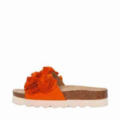 Duffy Sartano Tre sandal til dame i orange med fine detaljer og plateausål