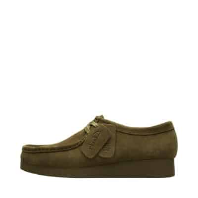 Clarks Wallabee Evosh sko til dame i oliven, lavet af 100% skind