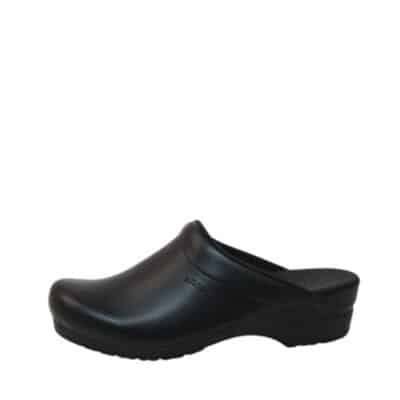 Sanita Sonja træsko til dame i sort uden hælkappe med gummisål