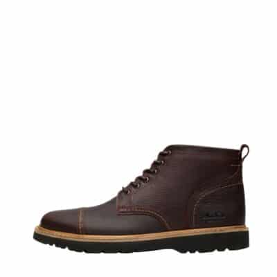 Clarks Weltridge Zip støvle til herre i brunt vokslæder med snørebånd og lynlås samt let og fleksibel ydersål