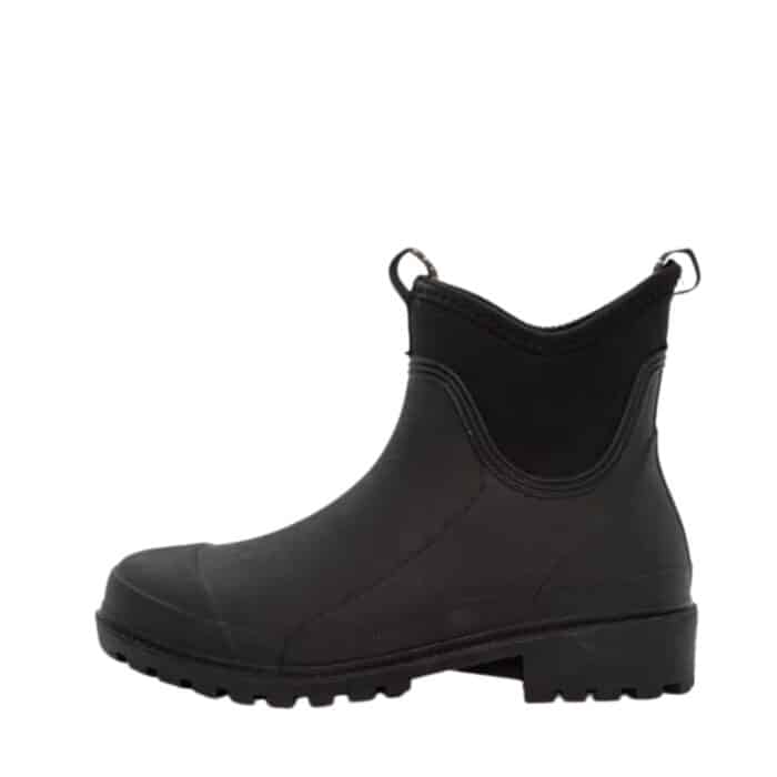 Duffy gummistøvle i sort med neoprenkant og logostropper foran og bagpå