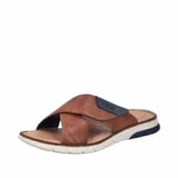Rieker sandal til herre i brun med velcrorem og indersål af skind samt stødabsorbering