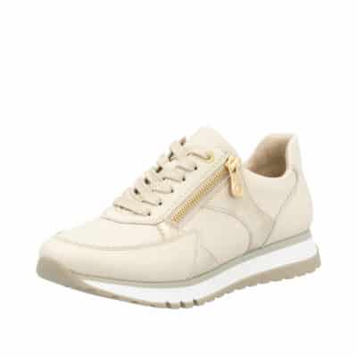 Rieker sneakers til dame i beige med skindoverdel, udtagelig sål samt ekstra vidde.