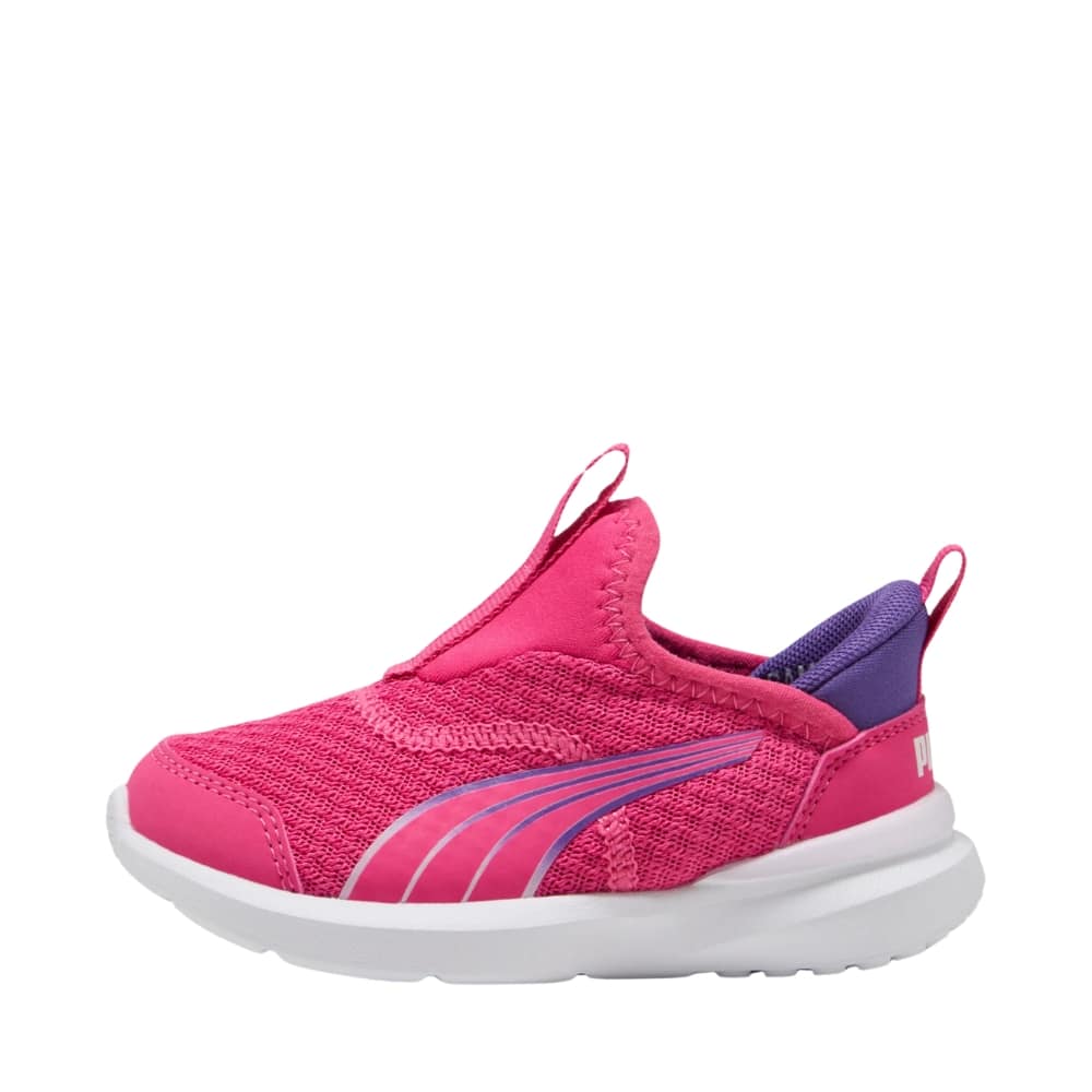 Puma Kruz Sliptech sko til børn i pink med slip in funktion og udtagelig sål