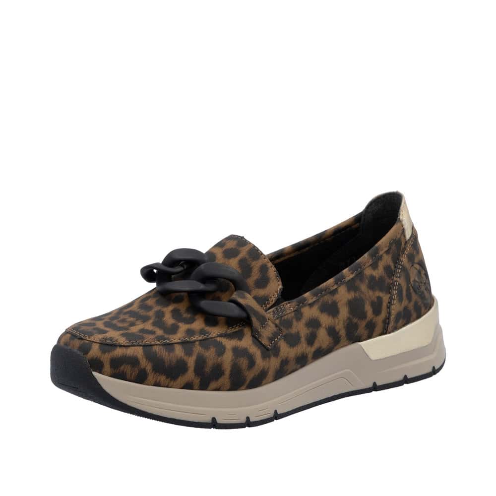 Rieker loafers til dame i leopard