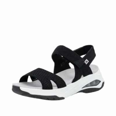 Rieker sandal til dame i sort. Stødabsorberende og velcro rem