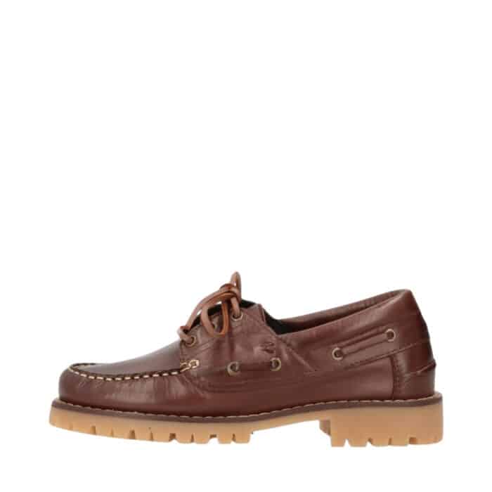 Shoedesign Copenhagen Nautica sejlersko til dame i mørkebrun læder med lædersnørebånd og gummisål