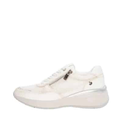 Duffy Cagliari Due sneakers til dame i hvid med funktionel lynlås og kilehæl på 5,5 cm.