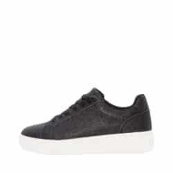 Duffy Genova Dodici sneakers til dame i sort glimmer med plateausål og snøre