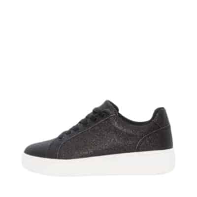 Duffy Genova Dodici sneakers til dame i sort glimmer med plateausål og snøre