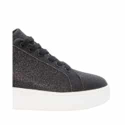 Duffy Genova Dodici sneakers til dame i sort glimmer med plateausål og snøre