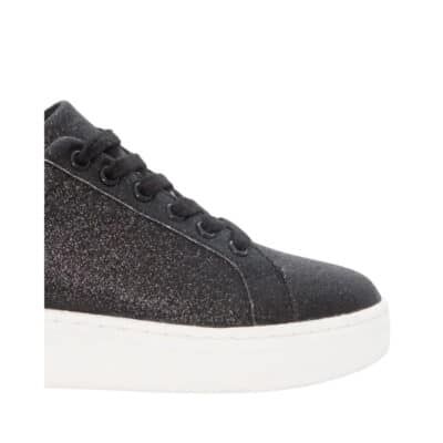Duffy Genova Dodici sneakers til dame i sort glimmer med plateausål og snøre