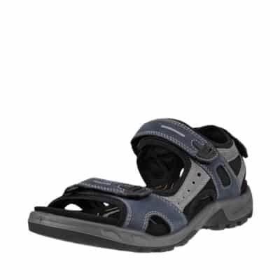 Ecco Offroad sandal til herre i blå, lavet af læder med tre velcroremme og gode såler