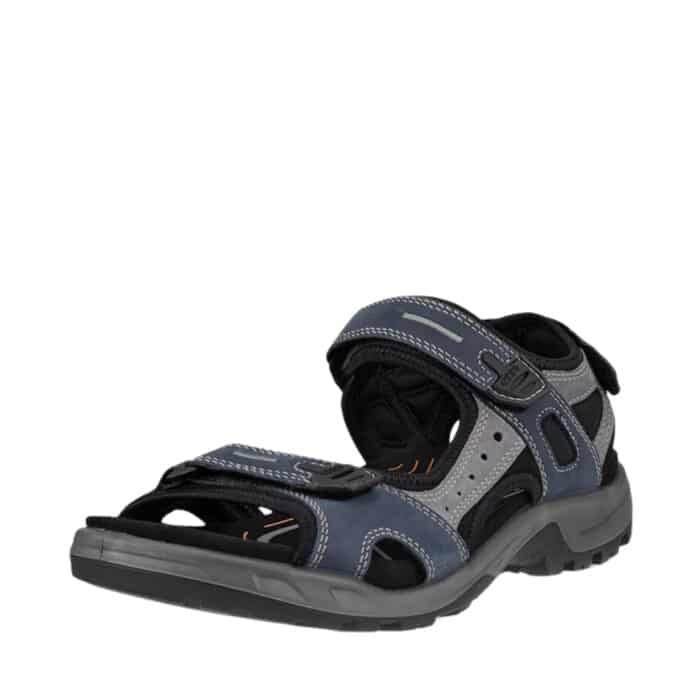 Ecco Offroad sandal til herre i blå, lavet af læder med tre velcroremme og gode såler