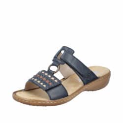 Rieker sandal til dame i blå med velcrorem og stødabsorberende såler