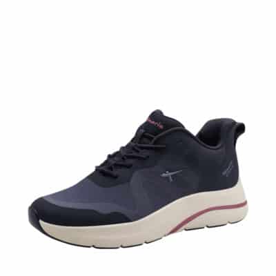 Tamaris Step-In sneakers til dame i blå, med svangsøtte, fast hælkappe og elastik foran.