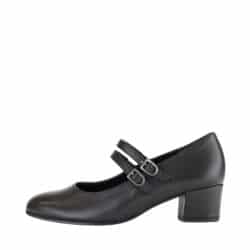 Gabor pumps til dame i sort med skindoverdel og udtagelig skind indersål med ekstra bredde G samt blokhæl på 5 cm.