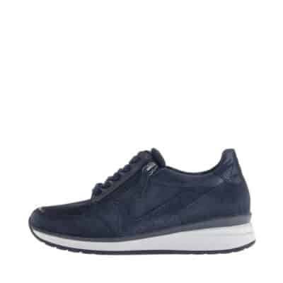 Gabor sneakers til dame i mørkeblå med flotte detaljer og snørebånd + lynlåse samt ekstra bredde K og udtagelig sål