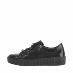 Gabor sneakers til dame i sort skind med lakoverdel og to funktionelle lynlåse samt udtagelig indersål
