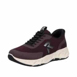 Rieker sneakers til dame i bordeaux, med ready 2 go og fast hælkappe samt ekstra bredde (G)