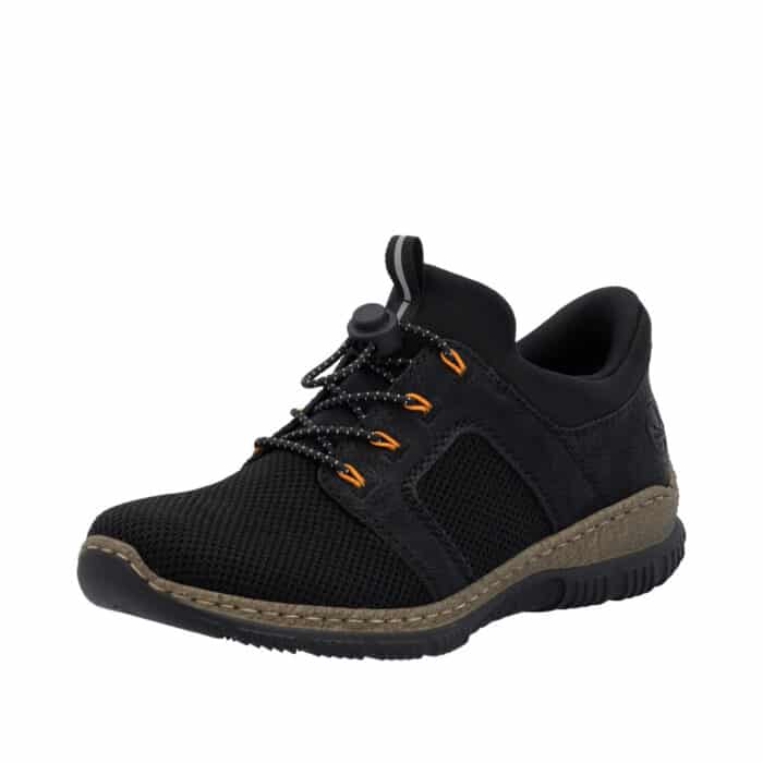 Rieker Ready 2 Go sneakers til dame i sort med elastik og fast hælkappe samt Memosoft sål