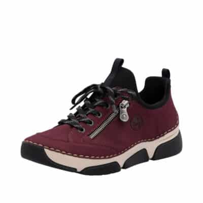 Rieker sneakers til dame i bordeaux, med skind sål samt pynte lynlås