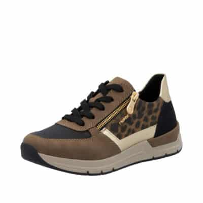 Rieker sneakers til dame i brun med fine detaljer og lynlås samt udtagelig sål