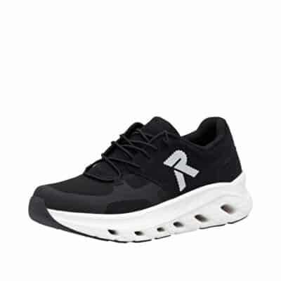 Rieker sneakers til herre i sort med rieker-soft indersål og elastik foran