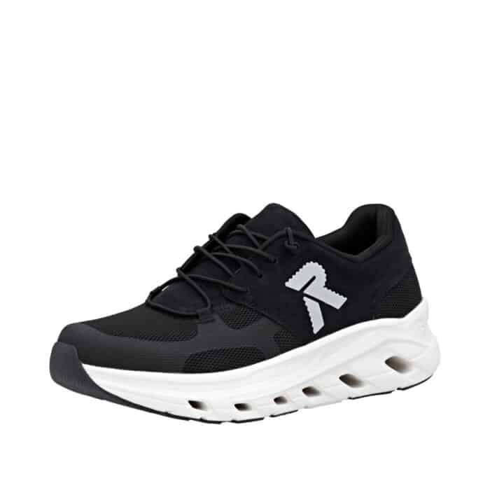 Rieker sneakers til herre i sort med rieker-soft indersål og elastik foran