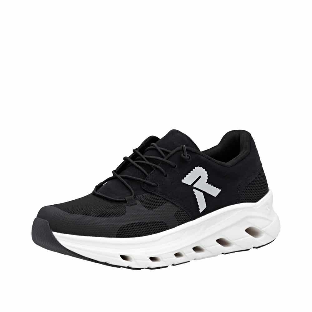 Rieker sneakers til herre i sort med rieker-soft indersål og elastik foran