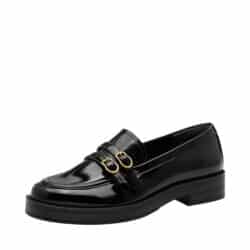 Tamaris loafers til dame i sort, med guld detalje og antislide