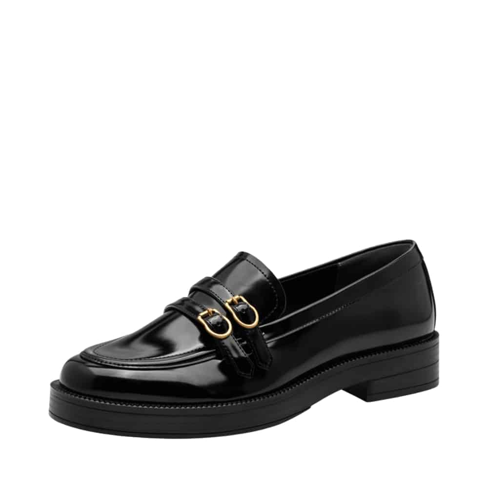 Tamaris loafers til dame i sort, med guld detalje og antislide