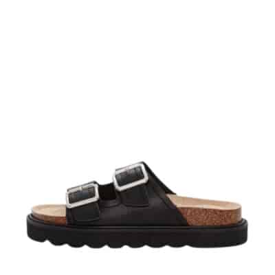 Duffy Capri Due sandal til dame i sort med to justerbare spænder og chunky ydersål på ca 4 cm.