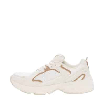 Duffy Pizzo Uno sneakers til dame i hvid med beige detaljer og snørebånd samt chunky ydersål