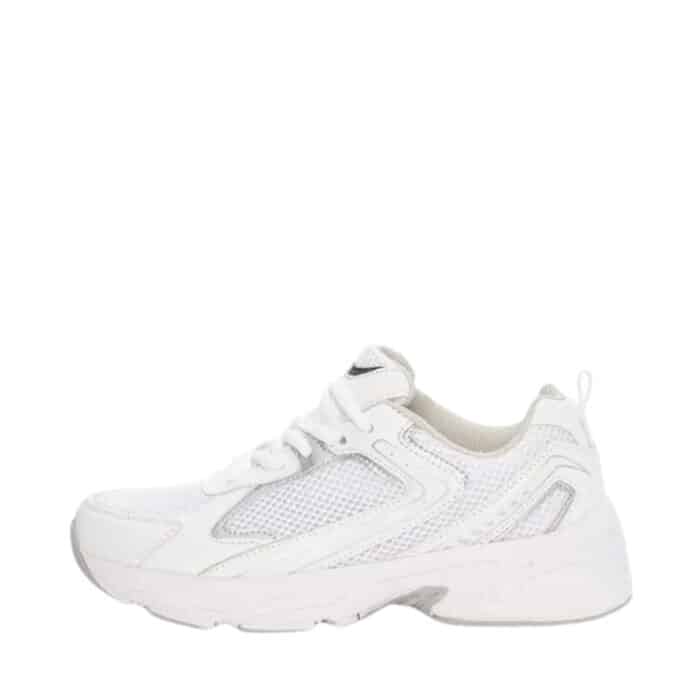 Duffy Pizzo Uno sneakers til dame i hvid med sølv detaljer og snørebånd samt chunky ydersål