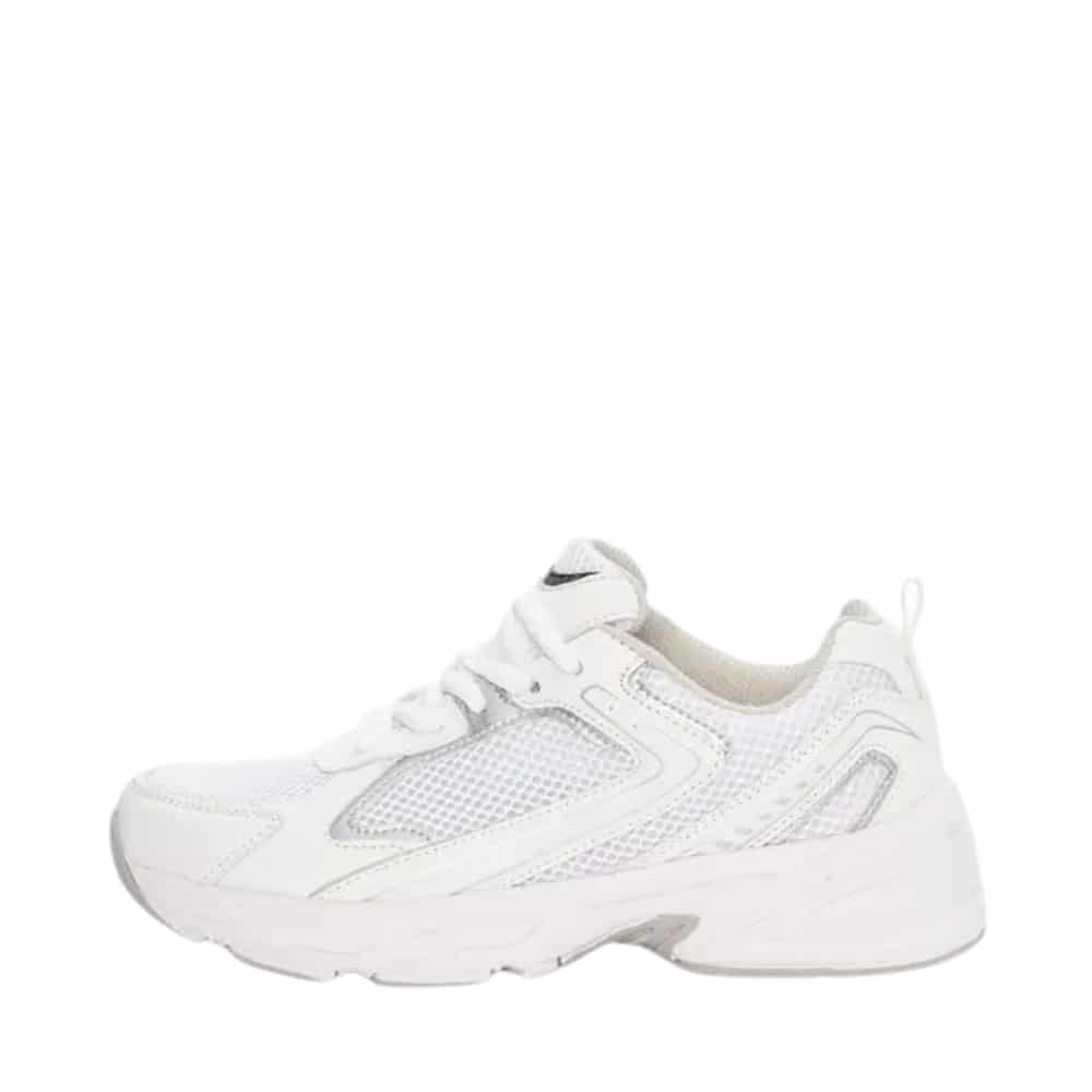 Duffy Pizzo Uno sneakers til dame i hvid med sølv detaljer og snørebånd samt chunky ydersål