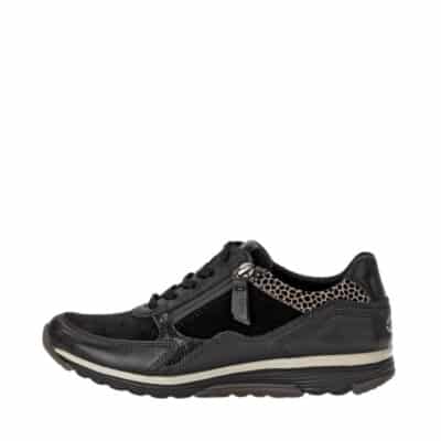 Gabor Rollingsoft sneakers til dame i sort med funktionel lynlås og snørebånd samt udtagelig indersål med rollingsoft teknologi