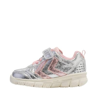 Hummel Crosslite Infant sneakers til børn i sølv med velcrorem og elastik