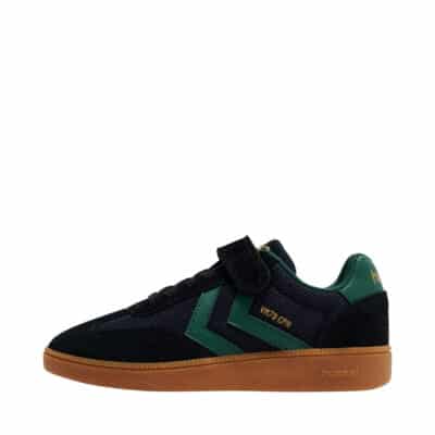 Hummel VM78 CPH JR sneakers til børn i sort med grønne Hummel vinkler og velcrorem samt udtagelig sål