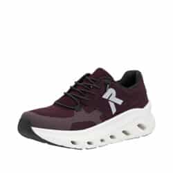 Rieker sneakers til dame i bordeaux med udtagelig sål og elastik samt ekstra bredde (G)